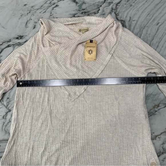 NEW Democracy Ribbed Asymmetrical Sweater – Size L – Beige Knit Pullover - Picture 7 of 10